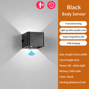 LED Rechargeable Wall Light Bedroom Bedside Body Sensor Dormitory USB Wiring-Free No-Punch Aisle Night Ligh