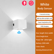 LED Rechargeable Wall Light Bedroom Bedside Body Sensor Dormitory USB Wiring-Free No-Punch Aisle Night Ligh