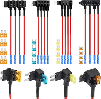 16 Pack 4 Types 12V Car Add-A-Circuit Fuse Tap Adapter,Standard Mini Micro2 and Low Profile Fuse Taps for Cars Trucks Boats