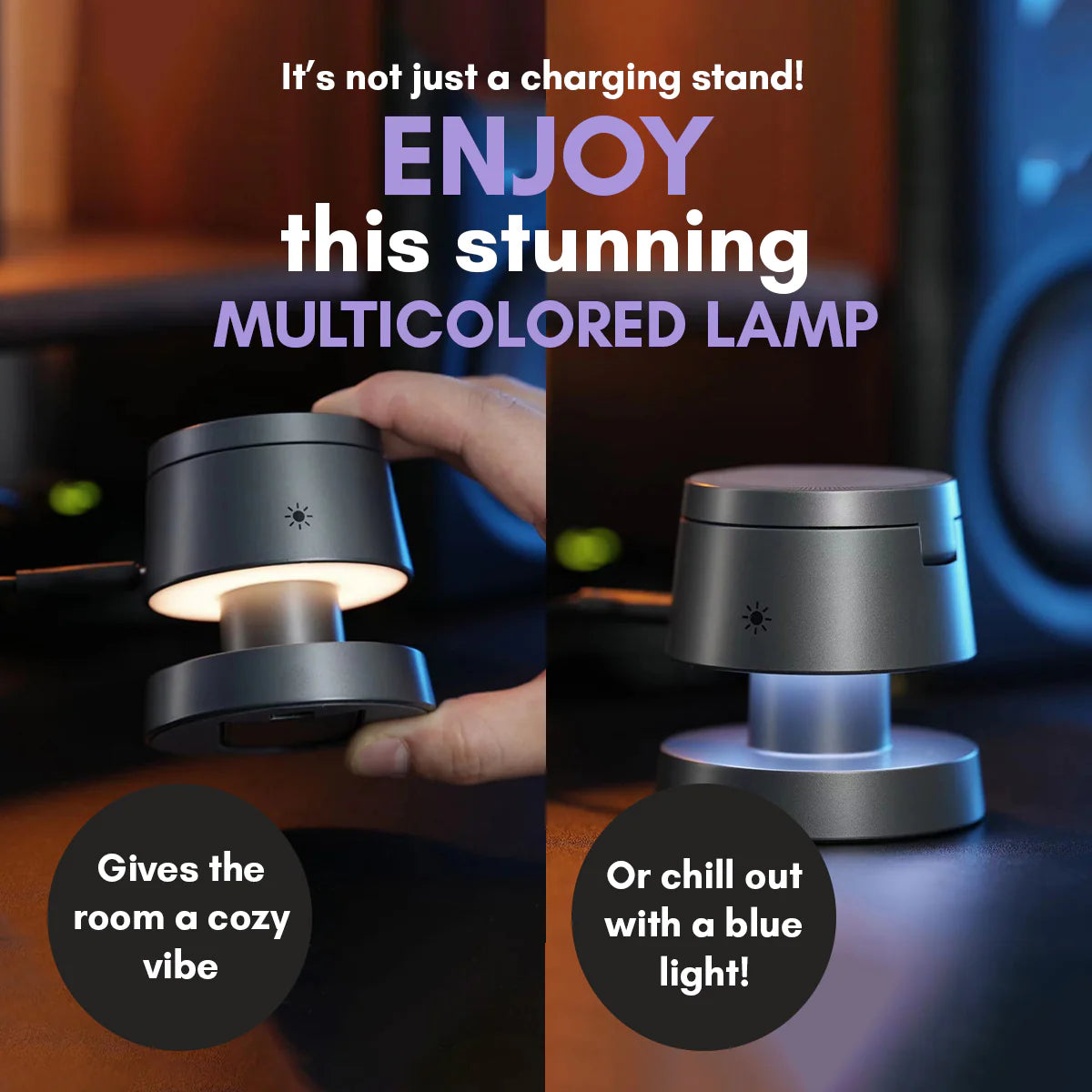 Mushroom Style 4-In-1 Wireless Charging Stand with Lamp