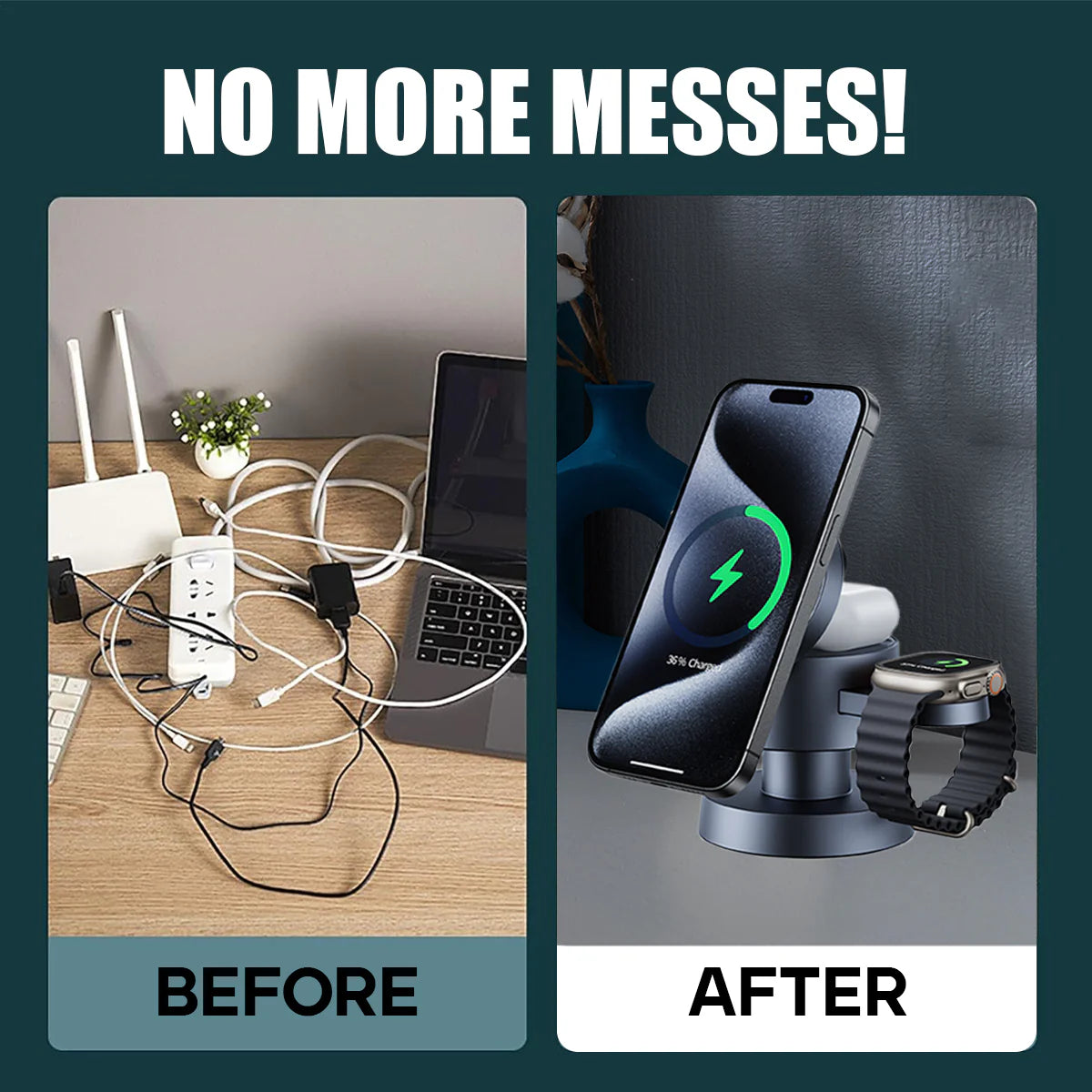 Mushroom Style 4-In-1 Wireless Charging Stand with Lamp