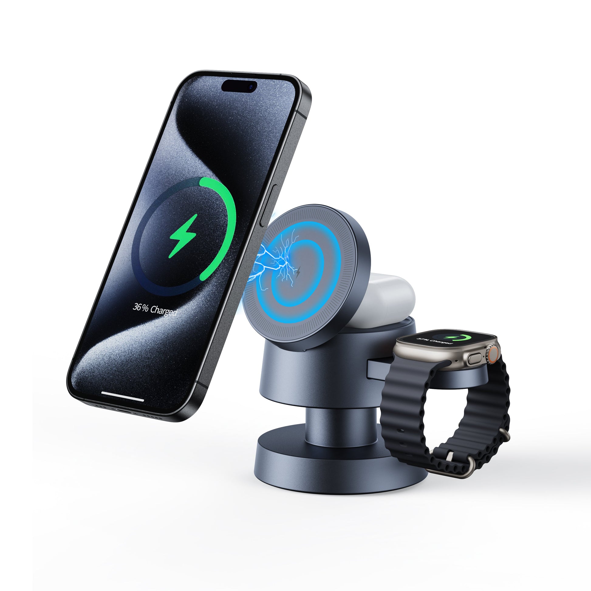 Mushroom Style 4-In-1 Wireless Charging Stand with Lamp