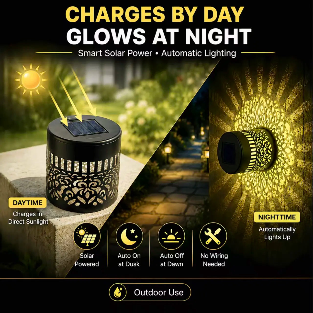 Solar Mandala Wall Lights Outdoor, 7 Color Changing Waterproof Solar Fence Lights for Garden Patio Yard Backyard Decor