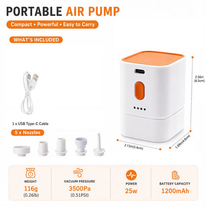 【Fathersdaygift】Margrb Portable Mini Air Pump for Air Mattress & Pool Floats, Fast Inflate & Deflate Camping