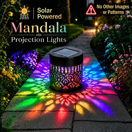 Solar Mandala Wall Lights Outdoor, 7 Color Changing Waterproof Solar Fence Lights for Garden Patio Yard Backyard Decor