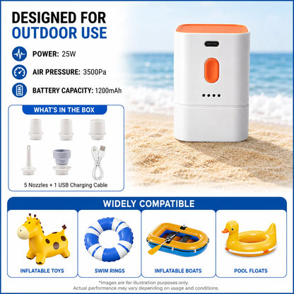 【Fathersdaygift】Margrb Portable Mini Air Pump for Air Mattress & Pool Floats, Fast Inflate & Deflate Camping