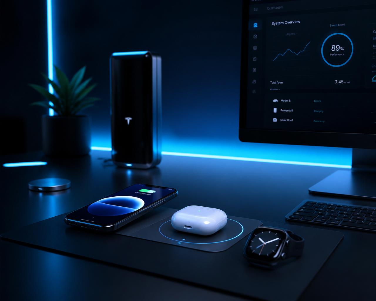 Premium smart gadgets — headphones, smartwatch and bluetooth speaker